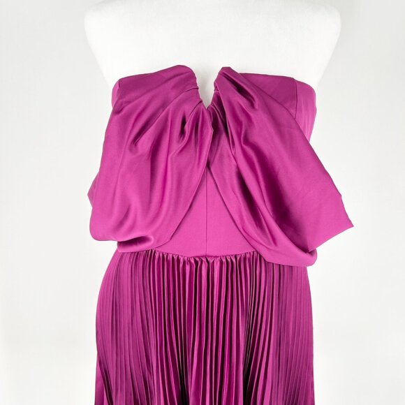 NWT Amur Tilly Off-Shoulder Pleated Skirt Mini Dress in Purple Sangria - Picture 4 of 8